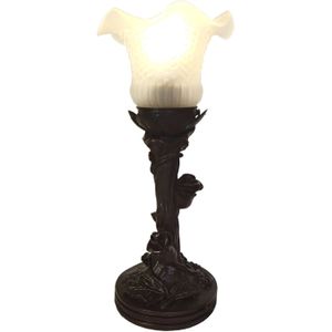 Clayre & Eef Witte Tafellamp Tiffany Ø 12*31 cm E14/max 1*25W 5LL-6103