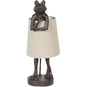 HAES DECO - Tafellamp - City Jungle - Kikker in de Lamp, 23*23*56 cm - Bureaulamp, Sfeerlamp, Nachtlampje