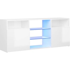 The Living Store Tv-meubel met LED-verlichting 120x30x50 cm hoogglans wit - Kast