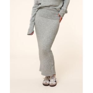 Grijze Stevige Gebreide Maxi - Rok