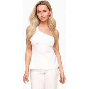 Witte Asymmetrische Open Rug - Top