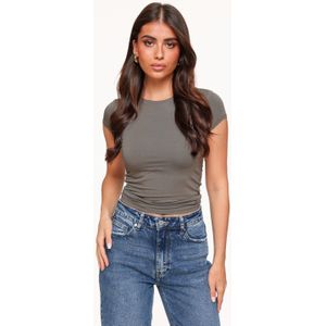 Donker Taupe Basic SS - Top