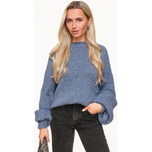 Jeans Blauwe Wollen Gebreide - Trui