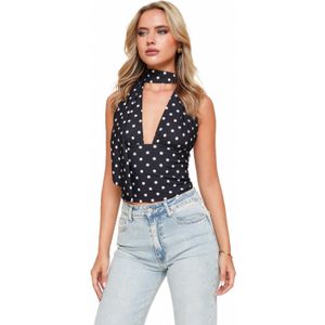 Zwarte Polka Dot Halter - Top