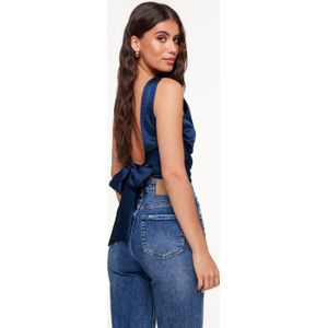 Donkerblauwe Satijnen Open Rug - Top