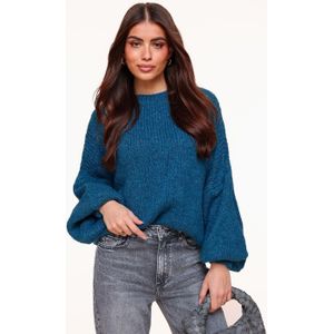 Petrol Wollen Gebreide - Trui