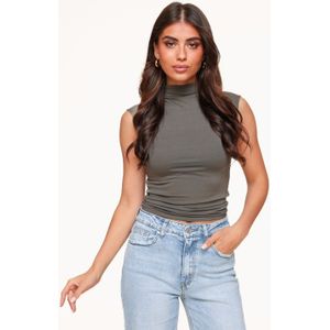 Donker Taupe Col SS - Top