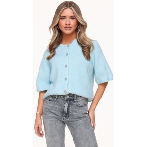 Lichtblauwe Gebreide 3/4 Mouwen - Vest