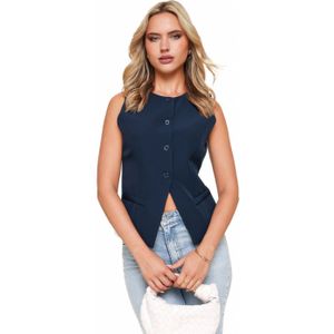 Navy Hoge Knopen - Gilet