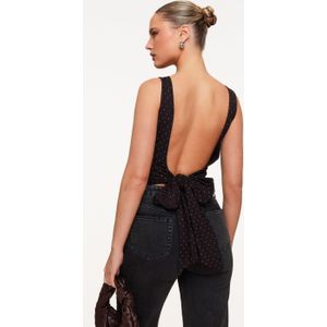 Donkerbruine Glitter Stenen Open Rug - Top