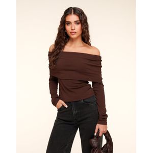 Donkerbruine Off Shoulder - Top