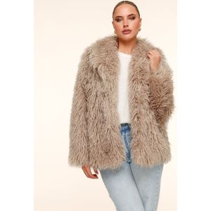 Beige Fluffy Bont - Jas