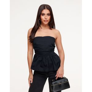 Zwarte Strapless Peplum - Top