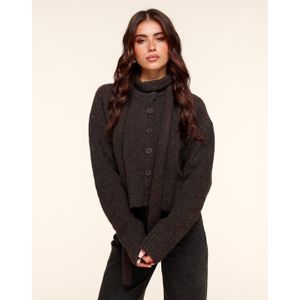 Donkerbruine Gebreide LS - Vest