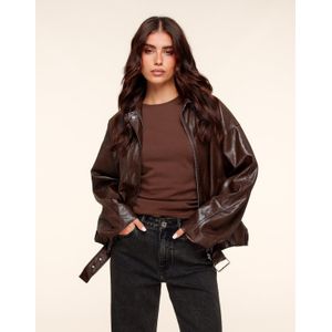 Coffee PU Leren Biker - Jas