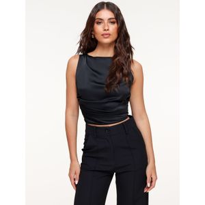 Zwarte Satijnen Open Rug - Top