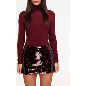 0412 Burgundy Kleine Pailletten Lage Heup - Skort