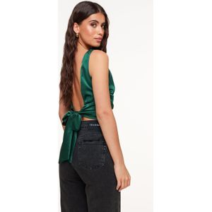 Donkergroene Satijnen Open Rug - Top
