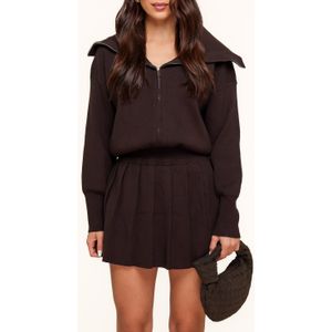 Donkerbruine Gebreide Plooien - Rok