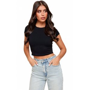 Zwarte Cropped SS - Top