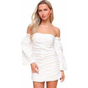 0306 Witte Strapless Bloemen - Jurk