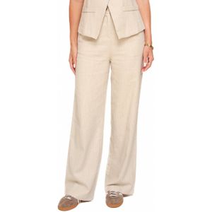 Beige Wijde Linnen - Pantalon