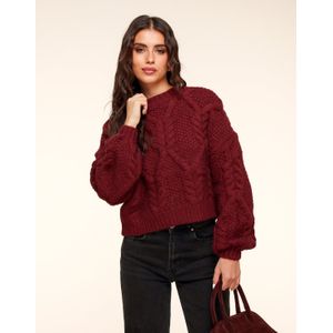 Burgundy Gebreide Kabel - Trui