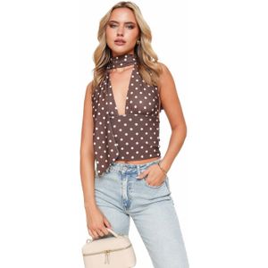 Bruine Polka Dot Halter - Top