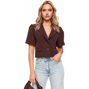 Bruine F/W Edit Cropped Pofmouwen - Blazer