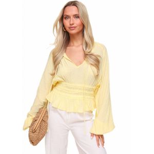Lichtgele Pofmouwen LS - Blouse