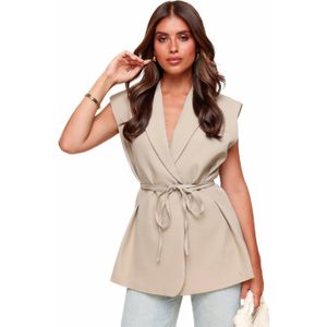 Taupe Mouwloze Wikkel - Gilet