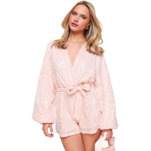 Lichtroze Bloemen Pailletten - Playsuit