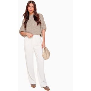 Taupe Wollen Gebreide 3/4 Mouwen - Trui