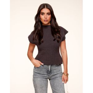 Bruine Gebreide Stevige Spencer - Top