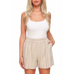 Beige Linnen Wijde - Short