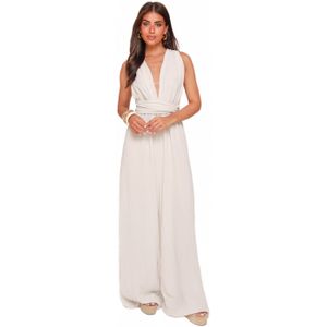 Beige Tall Lurex Halter - Jumpsuit