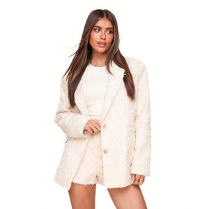 Creme Gedetailleerde Oversized - Blazer