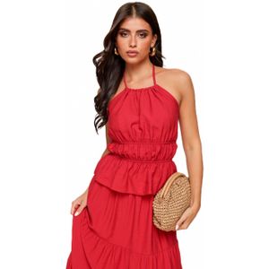 Rode Getailleerde Halter - Top