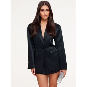 0412 Zwarte Satijnen Classic Rug Riem Detail - Blazer