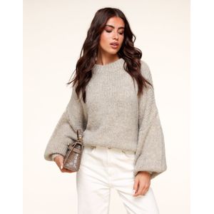 Taupe Wollen Gebreide - Trui