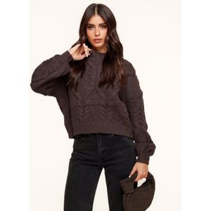 Donkerbruine Gebreide Kabel - Trui