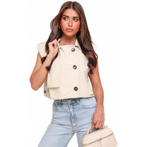 Beige Cropped Trench - Top