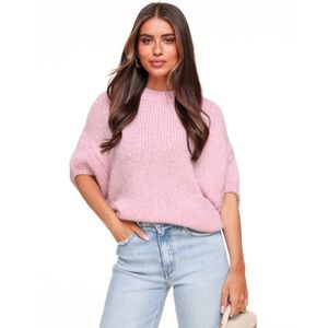 Gebreide Trui - Lichtroze - 3/4 Mouwen - Oversized