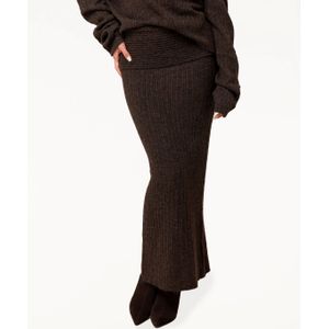 Donkerbruine Stevige Gebreide Maxi - Rok