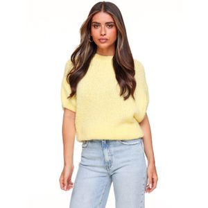 Gele Gebreide Wollen 3/4 Mouwen - Trui