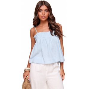 Lichtblauwe Mouwloze Wijde - Top