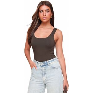 Donkerbruine Omkeerbare Mouwloze Basic - Top
