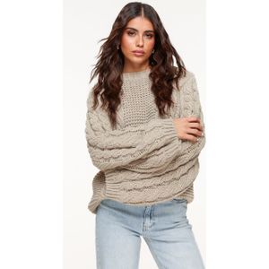Taupe Gebreide Kabel Patroon - Trui