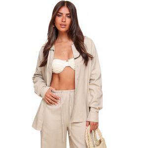Beige Linnen Oversized - Blouse