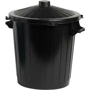 Wasmand met deksel - 50 liter - zwart - 55 x 49 x 58 cm